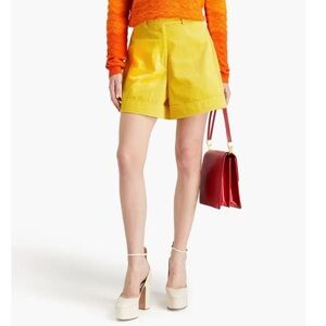 Oscar de la Renta Bright Yellow High-Waist Shorts